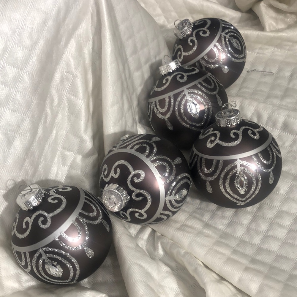Plum and Silver Christmas Ornament Set